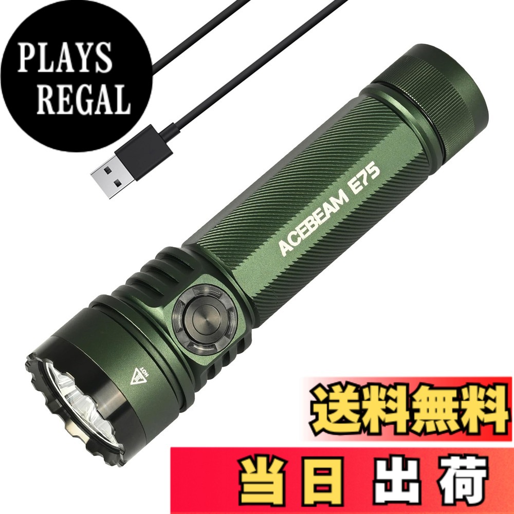 【貨物輸送無料】ACEBEAM E75 末たのもしい懐中照明ランプ LED閃光電球ともし火 4500lm 高明快さ 豪然たる USB-C申し受ける式 IP68雨合羽 小型 ハンデともし火 細工物ともし火 難民キャンプ 山登り 捜しもとめる保護すること 防災 停電打つ手 まさかの時用