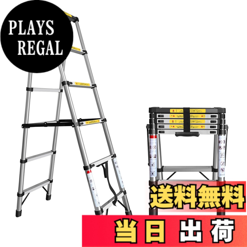 【送料無料】DayPlus 伸縮脚立 はしご 兼用脚立 5段+5段 踏み台 折りたたみ式梯子 コンパクト収納 ステンレス製はしご 持ち運び便利 室内屋外両用 大掃除工具(1.7m+1.7m)|PLAYS REGAL