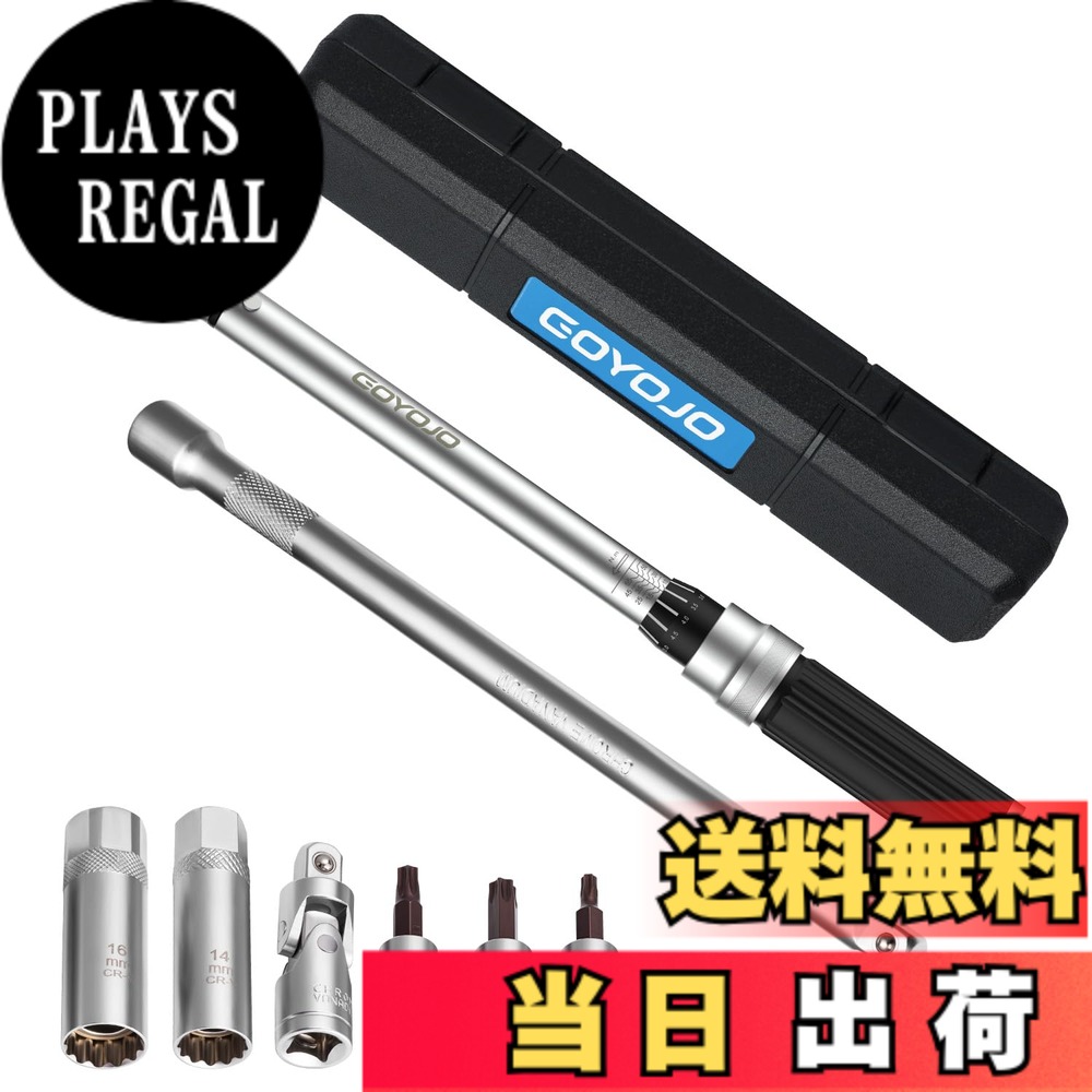 【送料無料】GOYOJO トルクレンチ プレセット型 磁気薄型スパークプラグ 8点セット 差込角(3/8インチ) 10-60N.m 両回転対応 トルク精度 ±3% 自動車用、自電車、オートバイ、機械の整備 タイヤ交換 作業工具 （ 10-60N.m 8点セット ）