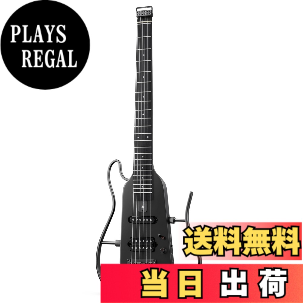 【送料無料】Donner HUSH-X エレキギター ヘッドレス トラベルギター ポータブル ミニエレキギター 旅行/出張/練習に最適 ブラック