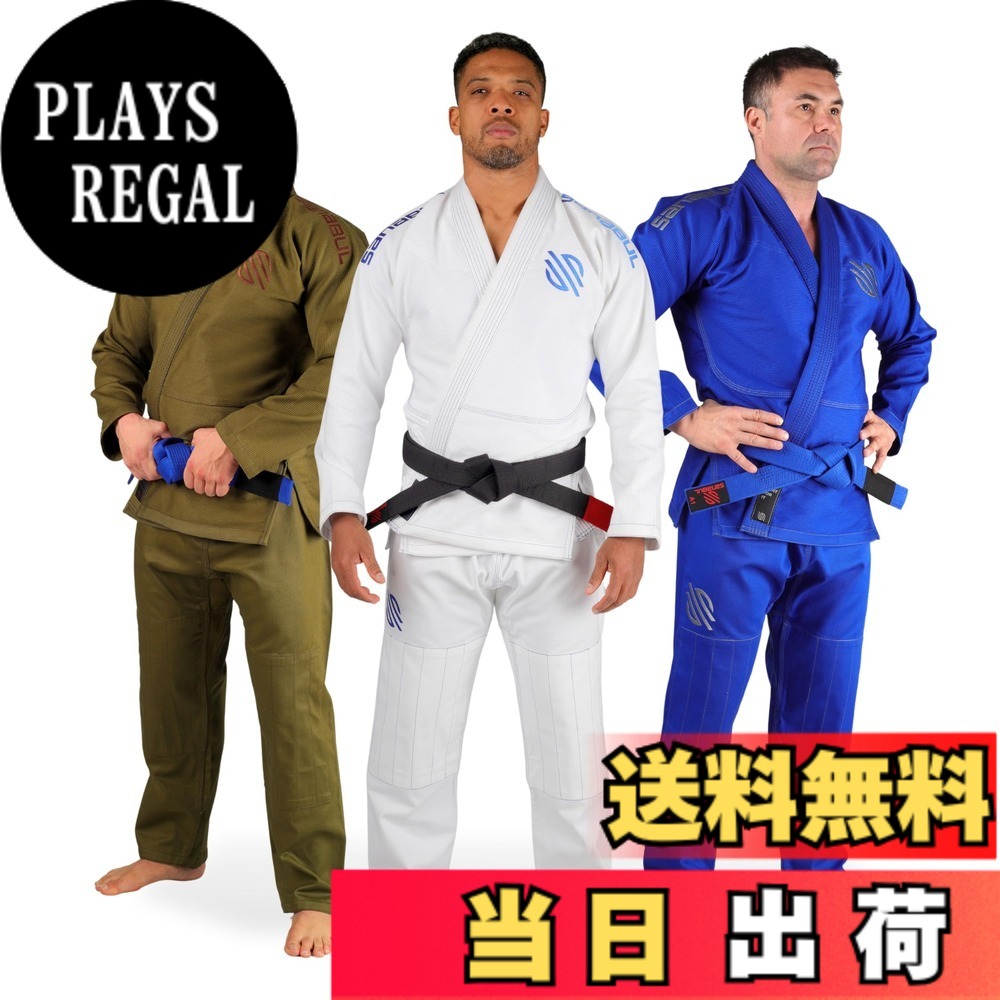 【送料無料】Sanabul Essentials V.2 超軽量 防縮加工 BJJ柔術着 (ネイビー 色：ホワイト、サイズ：A0｜PLAYS REGAL