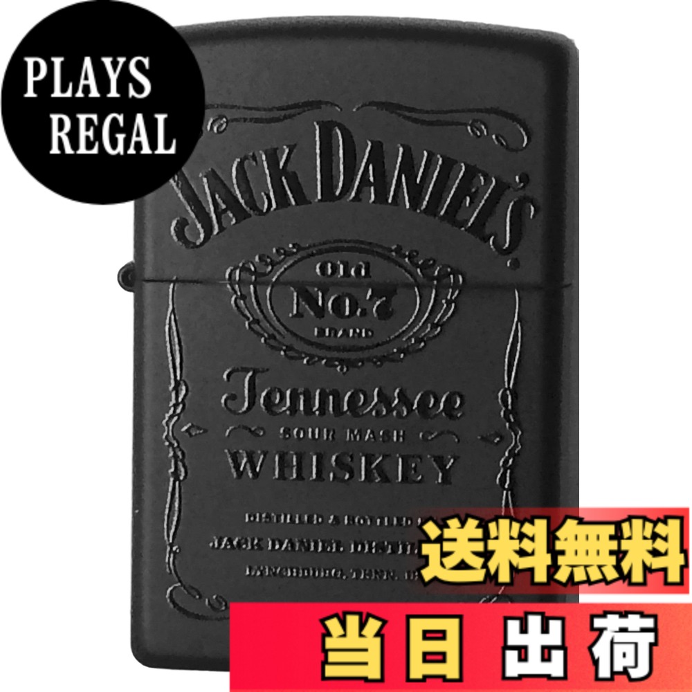 【送料無料】Zippo Windproof Black Matte Lighter With Black Jack Daniels ブラックマットジャックダニエル [並行輸入品] 色：ブラック｜PLAYS REGAL