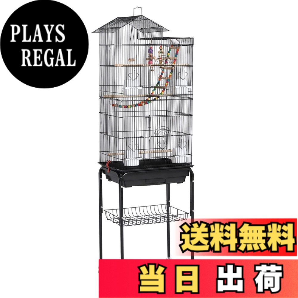 【送料無料】Yaheetech 鳥かご 鳥ケージ 大型 豪華ケージ 色：ブラック、サイズ：高さ158.5cm｜PLAYS REGAL