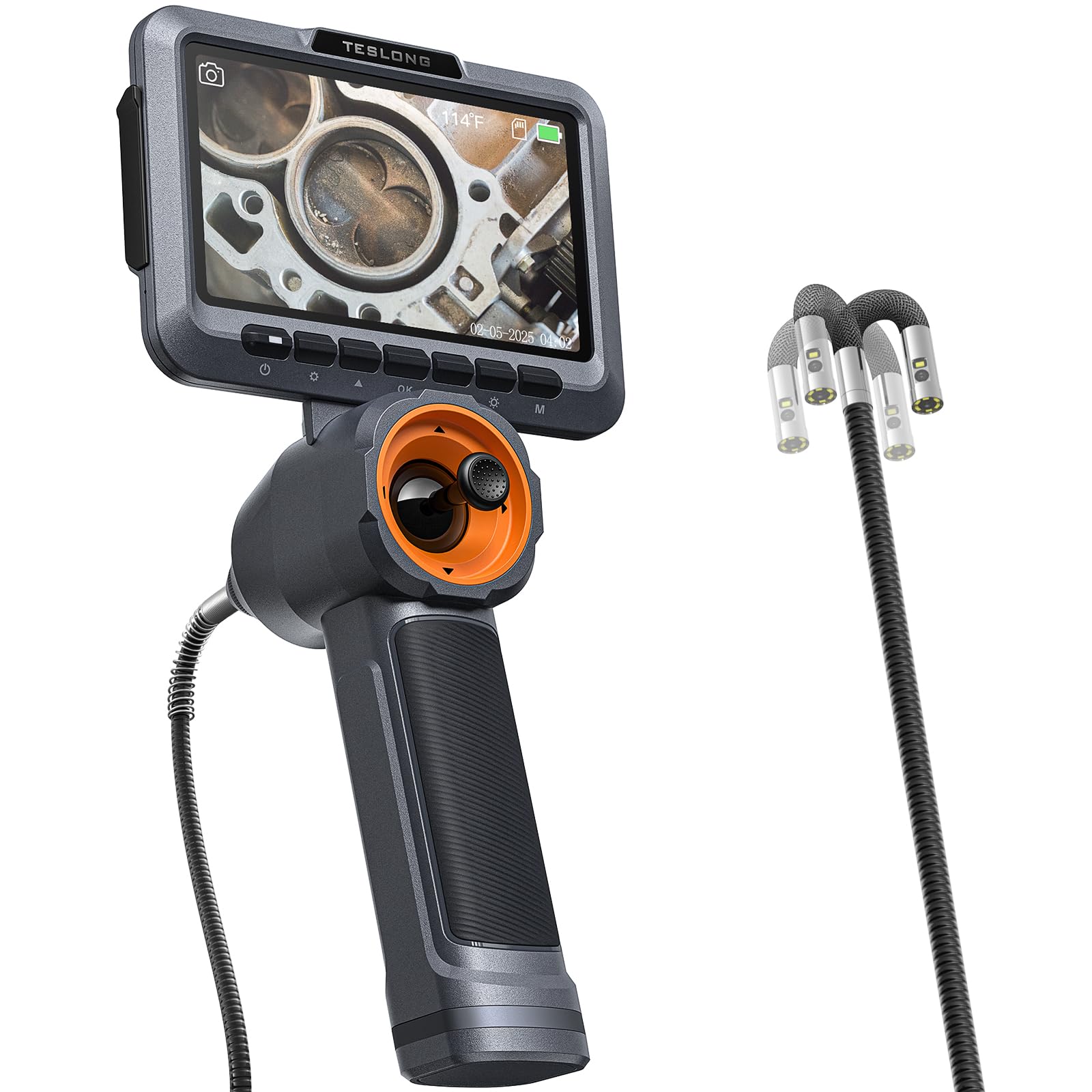 【送料無料】Teslong 360&deg;回転式内視鏡カメラ 先端可動ファイバースコープ 5インチ IPS液晶モニター1080P百万画素検査カメラ HD調整可能なデュアル工業用内視鏡 防水 32G SDカード HDデジタル内視鏡 LEDライト 懐中電灯付きエンドスコープ 点検用カメラ 工 色：ブラック｜PLAYS REGAL