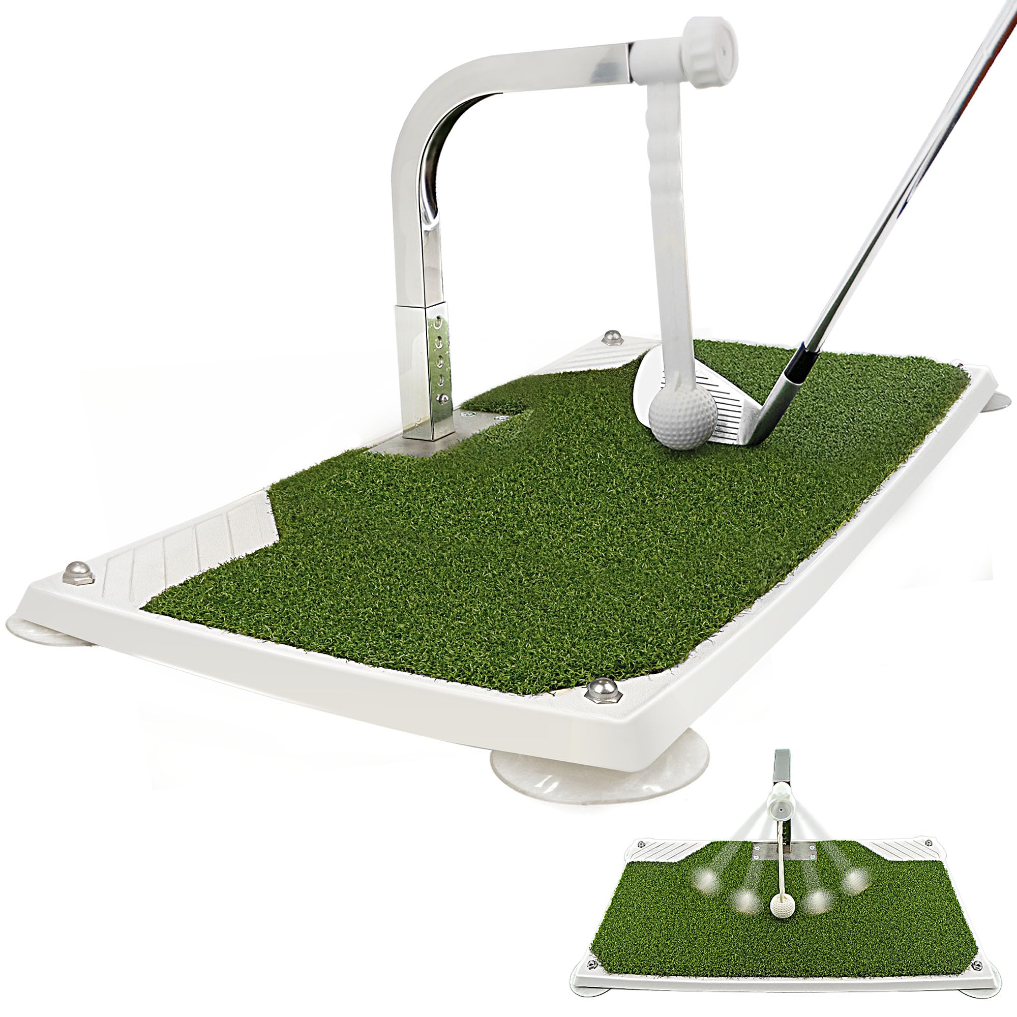 【送料無料】ゴルフ練習器具 スイング 練習 マット ゴルフスイングトレーナー ゴルフ練習 高さ5段階調節 室内 家庭用ゴルフクラブ練習シミュレーター ポータブルゴルフスイング練習マット 色:緑、サイズ:57cm x 33cm|PLAYS REGAL