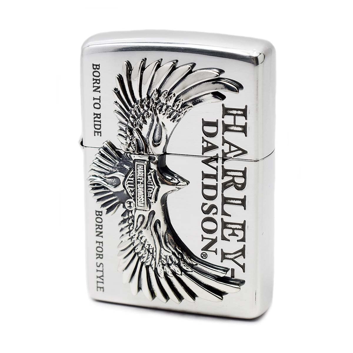 【送料無料】HARLEY-DAVIDSON ZIPPO ライター ハーレーダビッドソン HDP-76 フライングイーグルメタル シルバーイブシ オイルライター ジッポー 喫煙具 色：シルバー、サイズ：中｜PLAYS REGAL