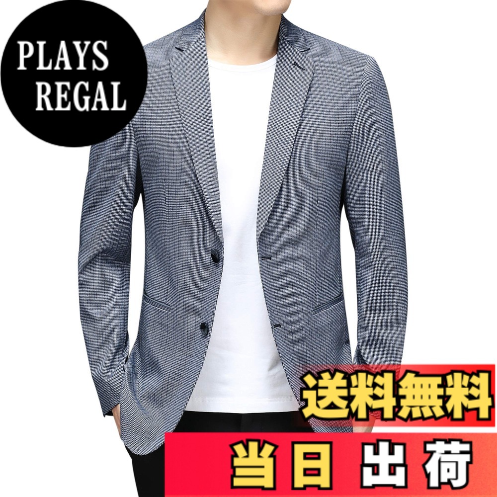 【貨物輸送無料】[FHLHY] テーラードジャケット メンズ 細身 長袖 背広上衣 心地好い 商行為 今めかしい おおきい大きさ 色：青み 2229、大きさ：2XL