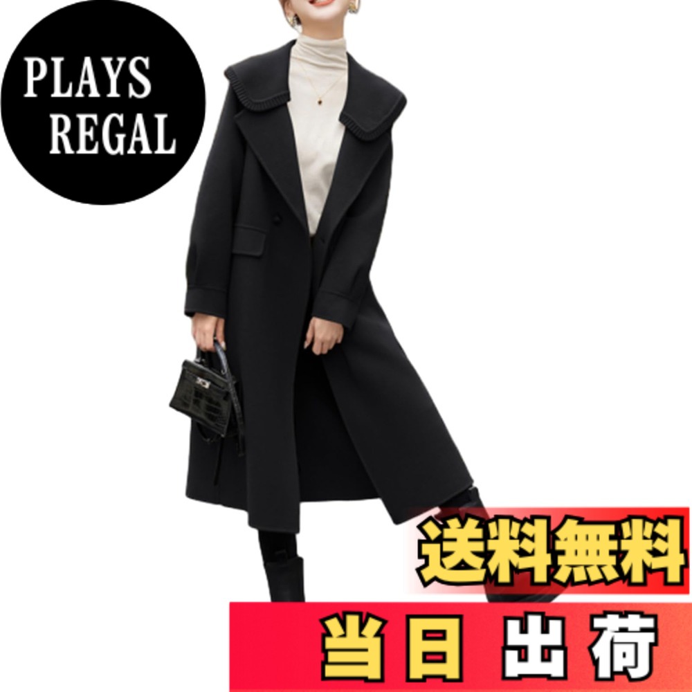 【送料無料】[CCGGOWMM] ロングコート レディース チェスターコート ブルゾン 長袖 コート トレンチコート ダッフルコート テーラードジャケット アウターウエア ラシャコート オーバーコート 羽織 カジュアル ゆったり 防寒 おしゃれ 色：ブラック、サイズ：Free Size｜PLAYS REGAL