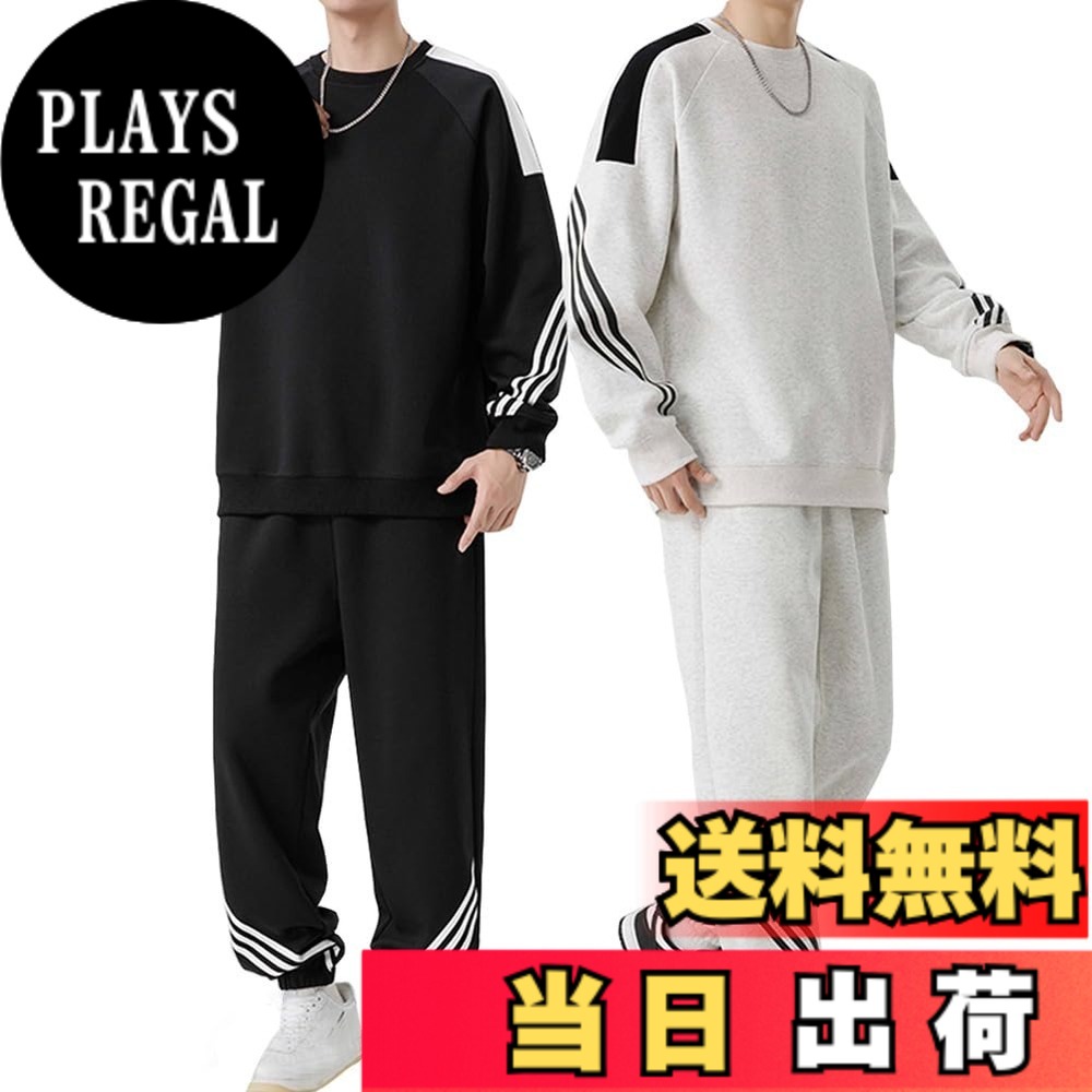 【貨物輸送無料】[Liaziong] セットアップ メンズ 大層らしい大きさ 秋服 春服 ゆったり かっこいい運動競技御召しもの 駈けっくら御召しもの 今めかしい ティーシャツ メンズ 上下書き割り 色：T2-薄墨色、大きさ：3XL