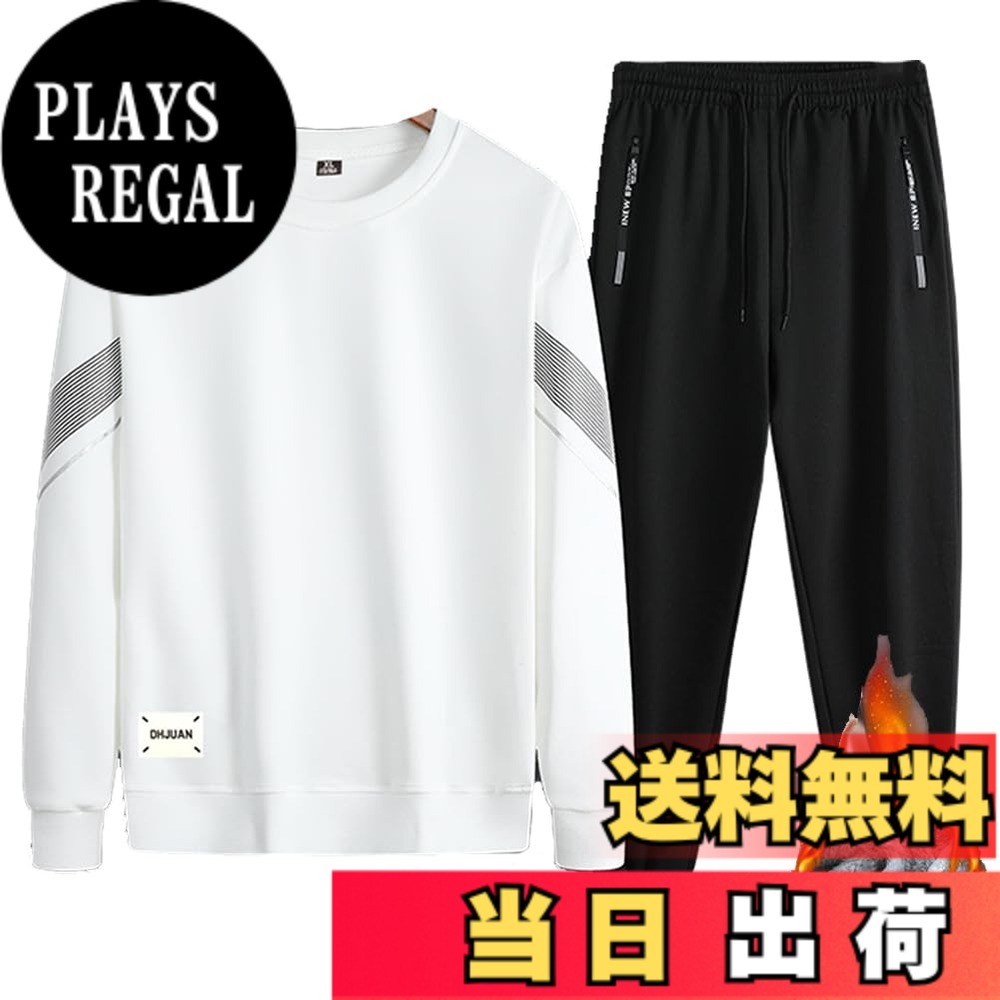 【送料無料】[FUZHIHUA] スウェット パーカー 上下セット ジャージ メンズ レデイース ウェア トレーニングウェア スポーツウェア ランニングウェア カジュアル スポーツ アウター ズボン 春秋冬用 色：5-2：ホワイト（厚手）、サイズ：XL