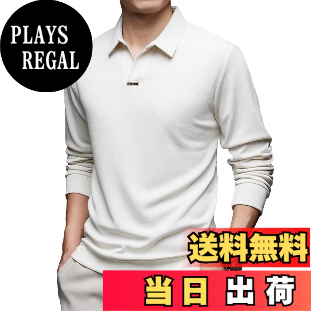 【送料無料】[Liaziong] ポロシャツ メンズ 長袖 tシャツ 大きいサイズ ゆったり 柔らかい肌触り スムース 快適 上品トップス メンズ ファッションシンプル 襟付き ポロシャツ ビジネス オフィス通勤 選挙 作業着制服 ゴルフ 大人 お洒落 ポロ 色：ホワイト、サイズ：2XL
