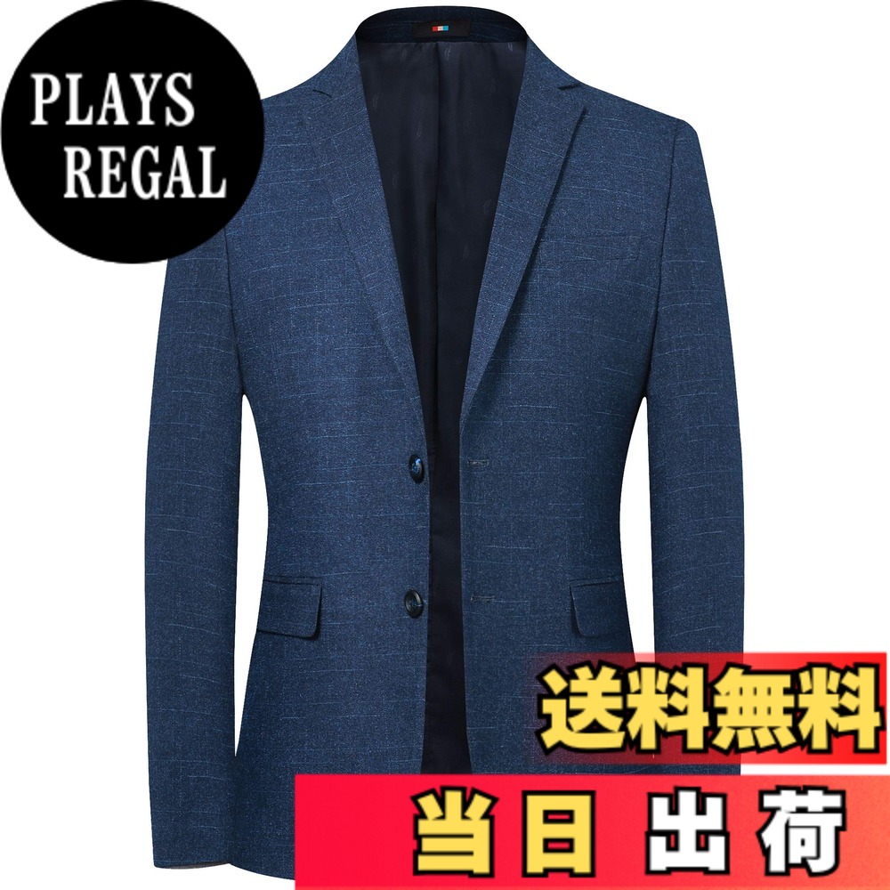 【貨物輸送無料】[FHLHY] テーラードジャケット メンズ 細身 長袖 背広上衣 心地好い 商行為 今めかしい おおきい大きさ 色：青み 9836、大きさ：2XL