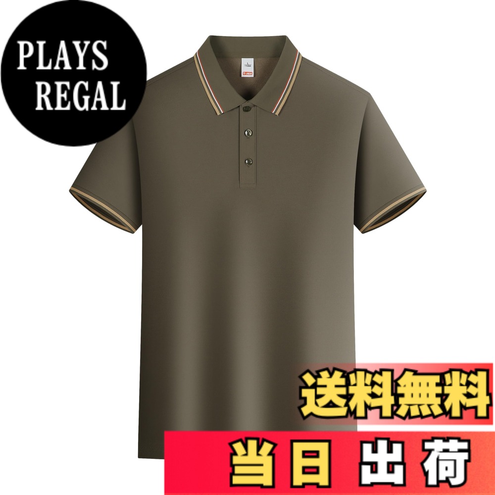 【送料無料】[FHLHY] ポロシャツ ビジネス メンズ Tシャツ 半袖 カジュアル 無地 夏服 シンプル 複数の色 色：グリーン、サイズ：3XL