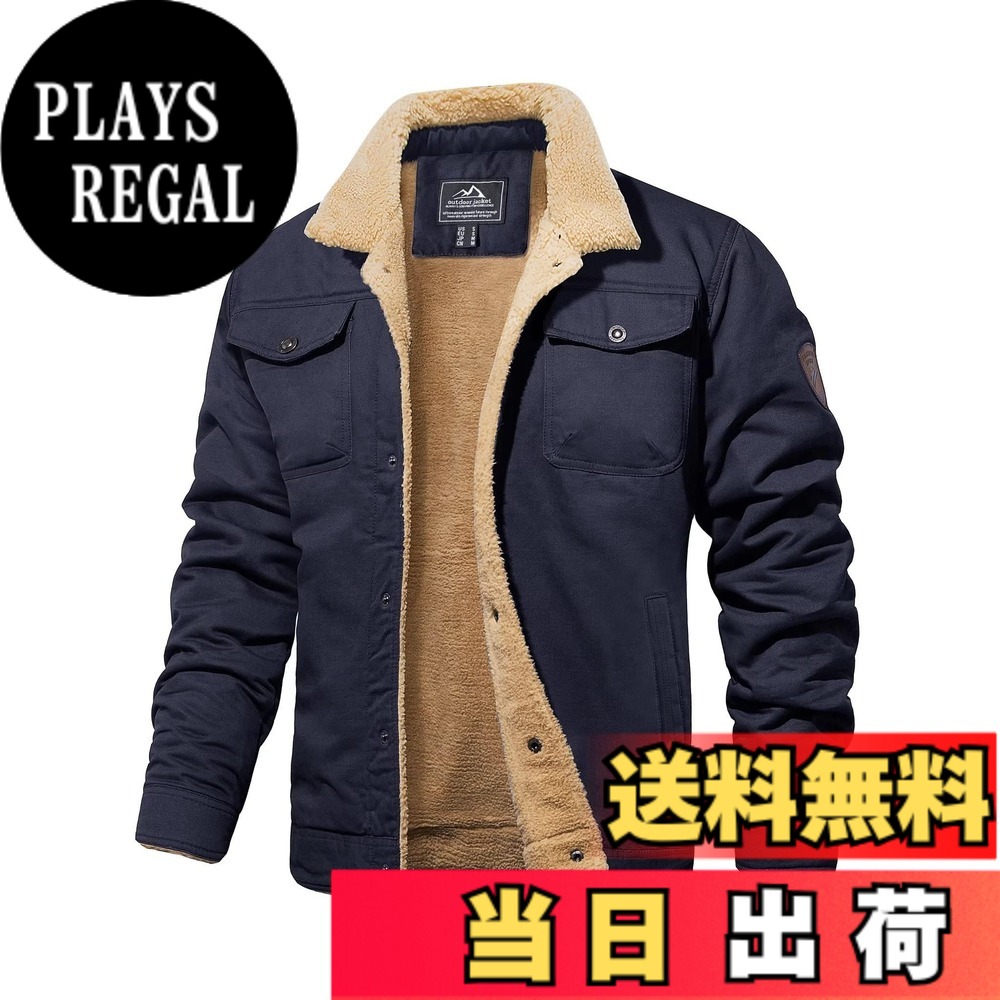 【貨物輸送無料】[MAGCOMSEN]アウター メンズ 防寒 綿織物 上衣 心地好い 前掛け 裏起毛 上衣 アウトドア ドカジャン 朦々たる 保温 春 秋 冬 色：米国海軍、大きさ：2XL
