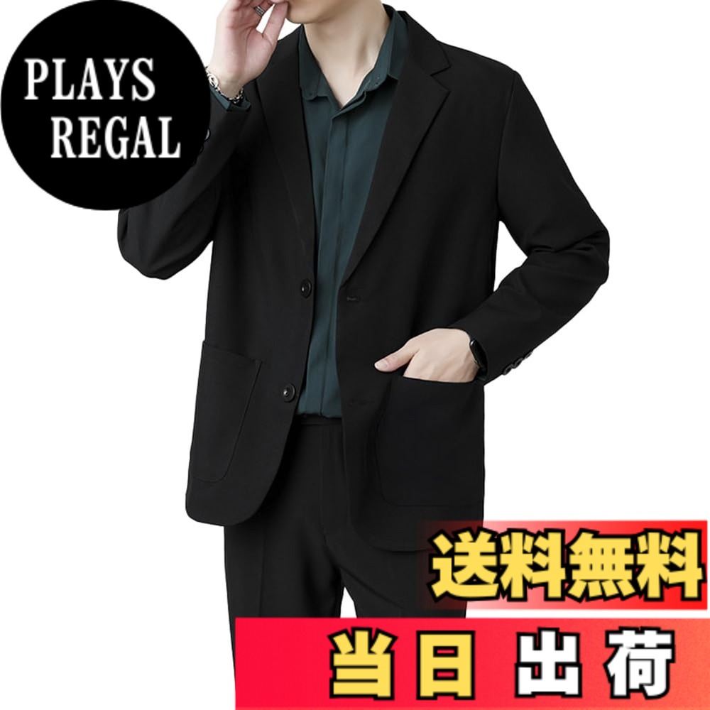 【送料無料】[MTKCNTL] メンズ テーラードジャケット カジュアル スーツ 通勤 ブレザー 大きいサイズ ジャケット 長袖 無地 ゆったり おしゃれ 上着 アウター 春 秋 冬 通学 日常 色：ブラック、サイズ：3XL