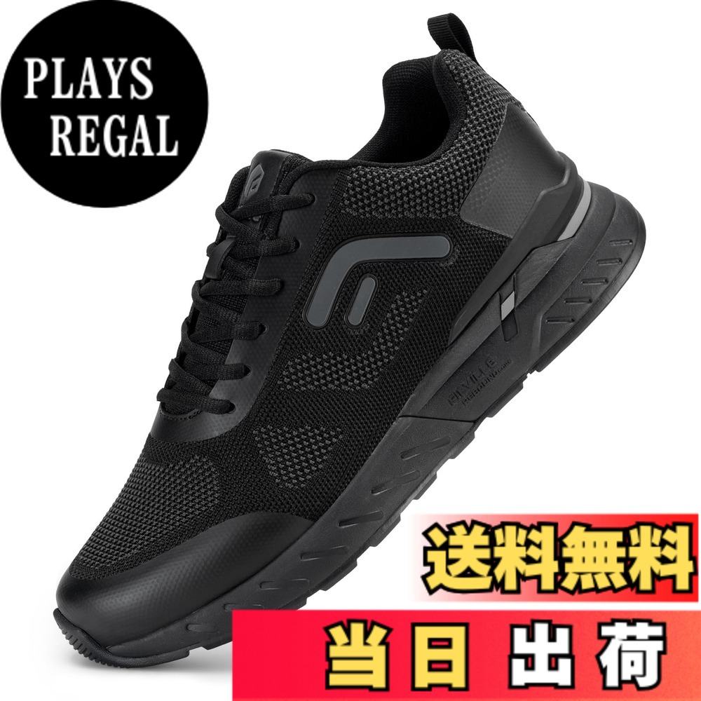 【送料無料】[FitVille] 幅広 ウォーキングシューズ メンズ 2E 4E ワイド スニーカー 靴 ランニング トレーニング 体育館 シューズ 衝撃吸収 防滑 カジュアル スエード メッシュ 通気性 色：ブラック、サイズ：25.0 cm 4E