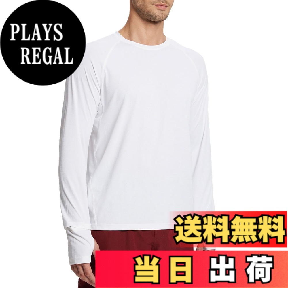 【送料無料】[baleaf] [バリーフ] メンズランニング長袖Tシャツ 吸汗速乾 ストレッチ 運動用 軽量通気 丸首 トレーニングウェア 色：ホワイト、サイズ：XL