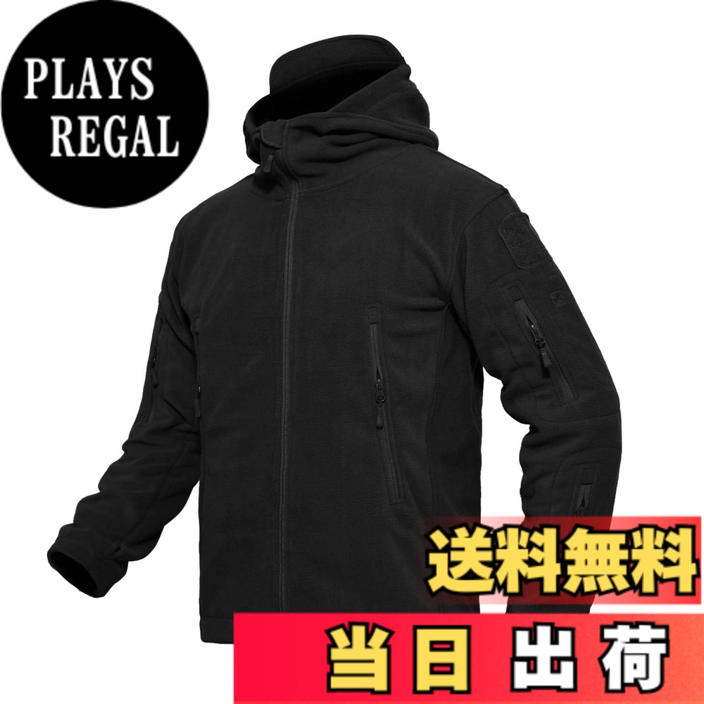 【送料無料】[MAGCOMSEN] フリースジャケット メンズ ミリタリー クティカルジャケット 防寒着 軽量 アウトドア 作業 サバゲー バイク用 アウター 春 秋 冬 色：ブラック、サイズ：XL