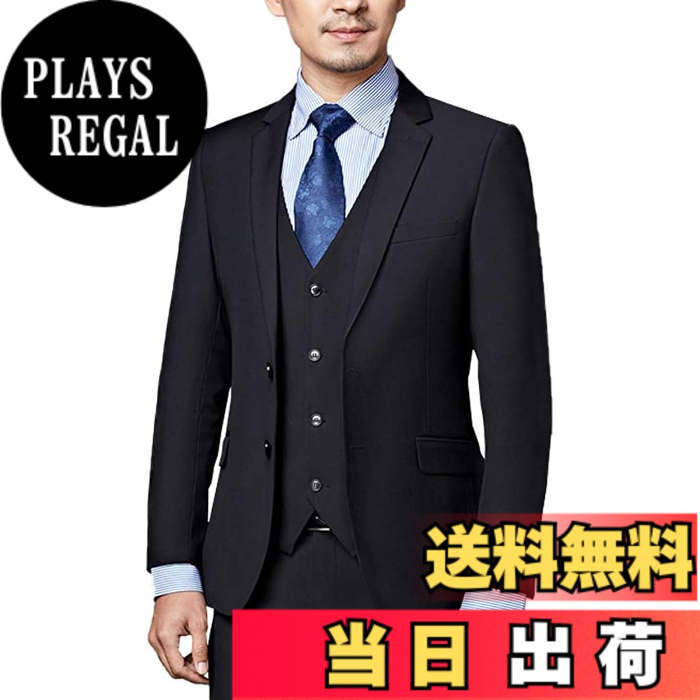 【送料無料】[VYOOU] メンズ フォーマル スーツ ブレザー ビジネスジャケット 上着 大きいサイズ 紳士 スリム 2つボタン クラシック 通勤 礼服 喪服 定番 結婚式 就活 冠婚葬祭 就職スーツ 色：ブラック、サイズ：S