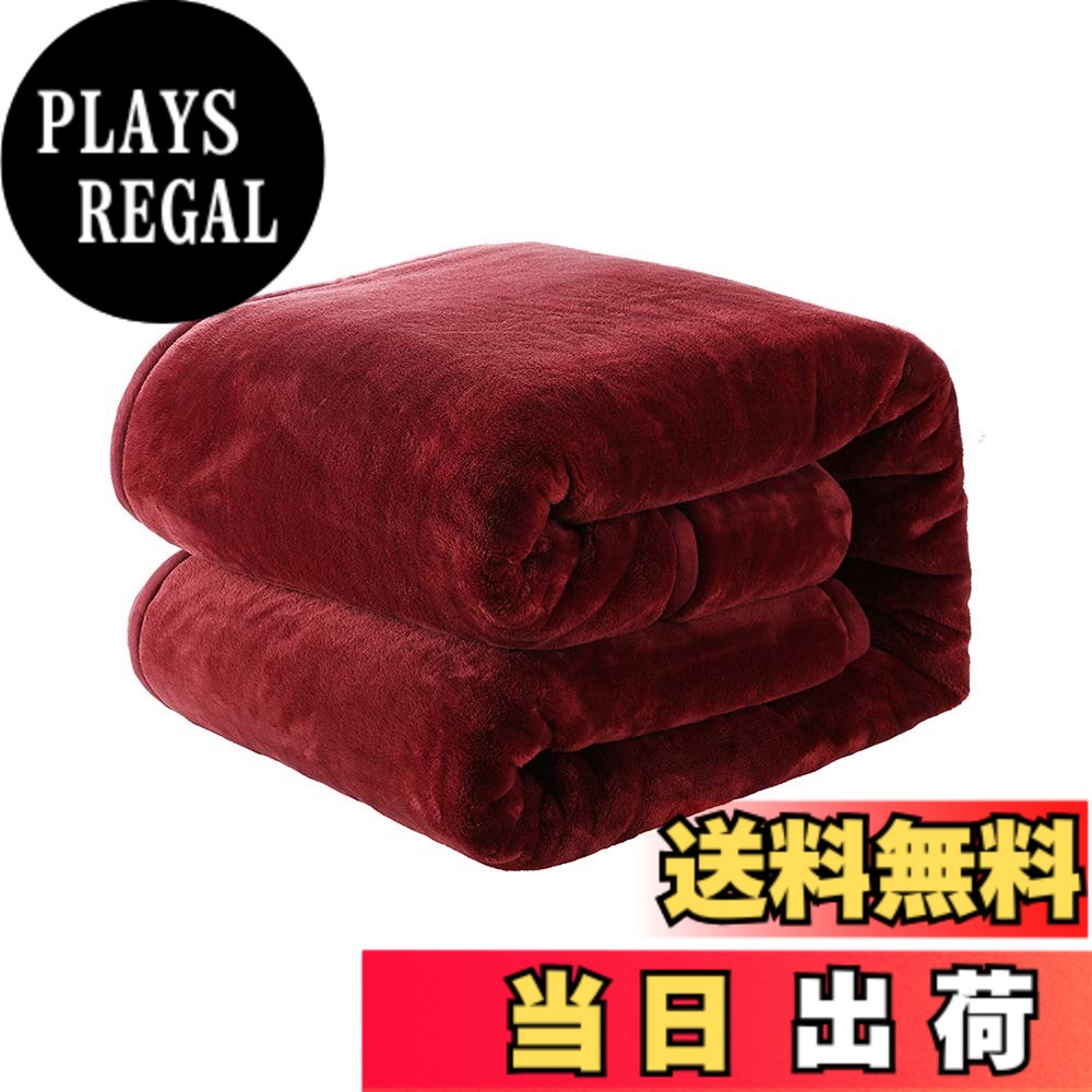 【送料無料】NEWSHONE 毛布 シングル 厚手 二枚合わせ あったか なめらかな ふわふわ 中わた入り 襟付き 軽い もうふ 1.9kg 冬用 マイクロファイバー 吸湿発熱 洗える おしゃれ 色：ワインレッド、サイズ：140x200cm