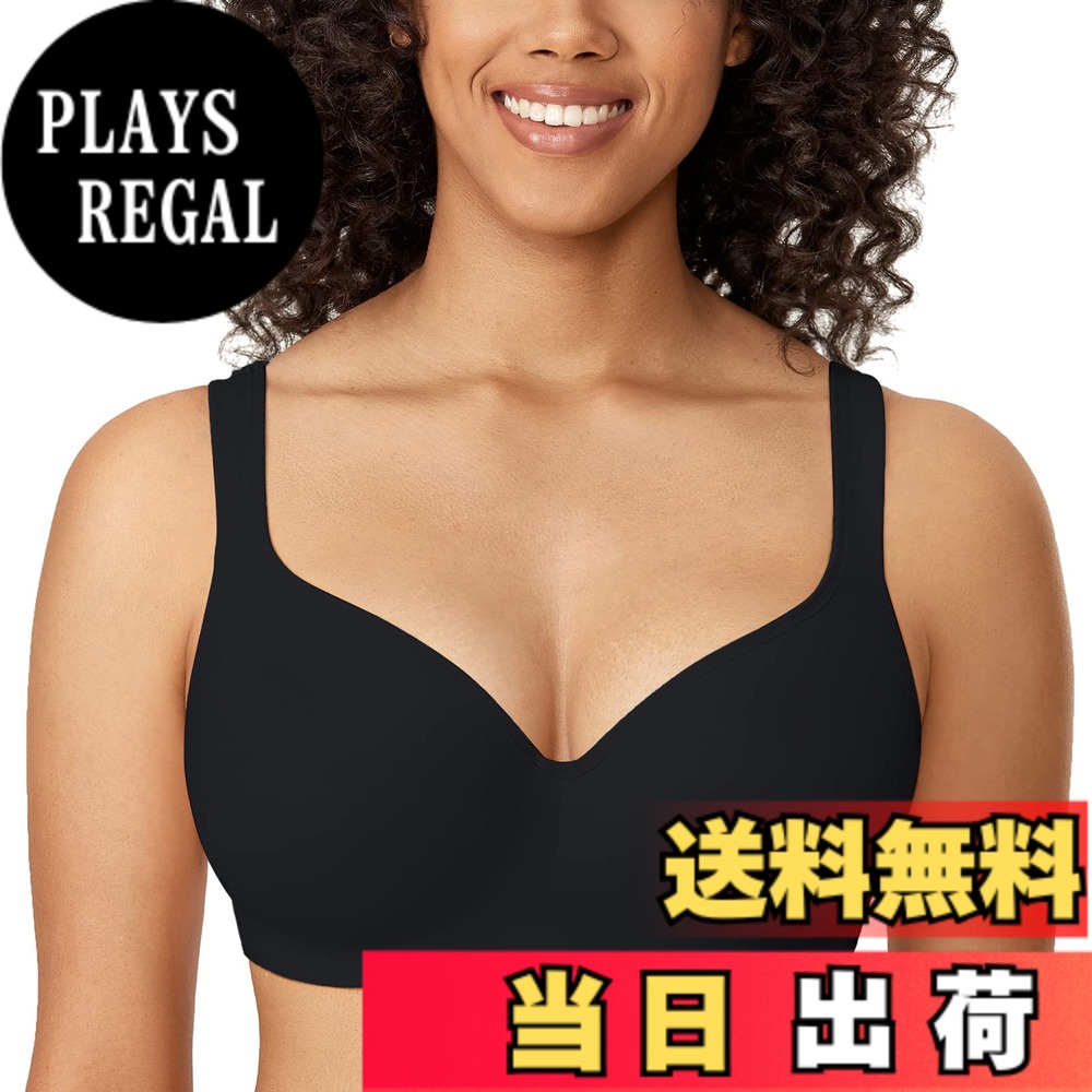 【送料無料】[DELIMIRA] ブラジャー 大きいサイズ ワイヤーあり 無地 フルカップ モールドカップ シームレスブラ tシャツブラジャー 色：ブラック、サイズ：E100