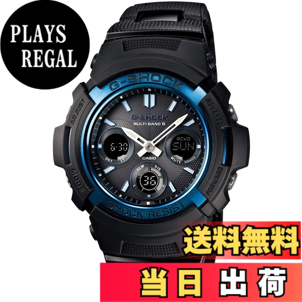 【貨物輸送無料】[カシオ] ウォッチ ジーショック 【国内置き目品】AWG-M100 脂ダンス楽隊 色：【メタルコアバンド】黒いこと/青色