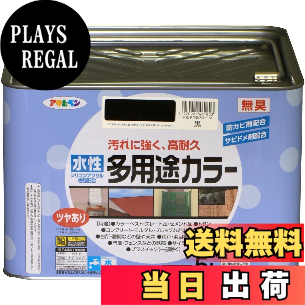 【貨物輸送無料】アサヒペン えの具 えの具 水溶性多役立つこと色合い 色：黒、大いさ：5L