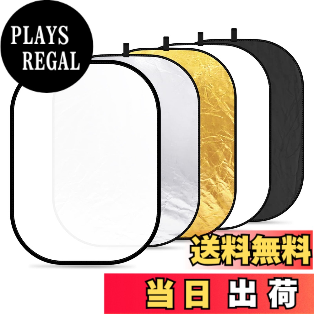 【送料無料】NEEWER 写真用ライトリフレクター ポータブル 5in1 折りたたみ式マルチディスク バッグ付き スタジオと屋外照明用 色：ホワイト,ブラック、サイズ：59\" x 79\"