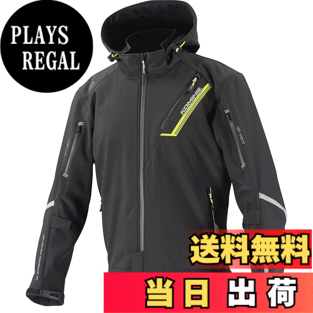 【送料無料】[コミネ] バイク用 プロテクトソフトシェルウィンターパーカ-イフ JK-579 JK-5791 JK-5792 JK-5793 秋冬春向け 防寒 CE規格レベル2 CE規格 ストレッチ素材 防風 プロテクター 色：ブラック、サイズ：2XL｜PLAYS REGAL