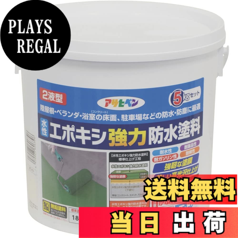 【貨物輸送無料】アサヒペン(Asahipen)水溶性エポキシ豪然たる雨合羽えの具1KG/2KG/5KG 色：白いこと、大きさ：5kg