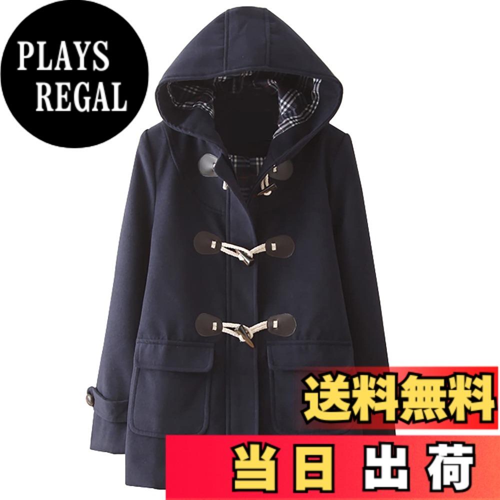 【貨物輸送無料】[§ＡSＨＥ ＲＡＮＧＥL] （アッシュランゲル）ASHERANGELレディース ダッフルコート 大学生 アウター ユニフォーム 通学用 カワイイ 学院厚地の外套 お嬢さん アウターコート ボンネット付き添い人 秋 冬 色：朦々たる 米国海軍、大きさ：L