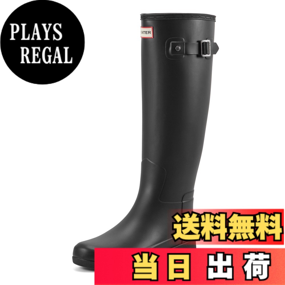 【貨物輸送無料】HUNTER レディース 【レディース】リファインドトールレインブーツ 色：黒いこと、大いさ：22.0 糎