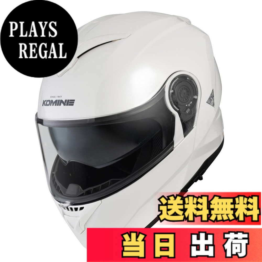 【貨物輸送無料】コミネ(KOMINE) 自動二輪車用 FL 取り合わせ安全帽 つや消し黒いこと HK-171 UVはね除ける遮蔽物 高こっ酷いABS堅甲 下穿きバイザー 盛りだくさん人間の顔 磁石バックル 色：Pearl White、大きさ：XL