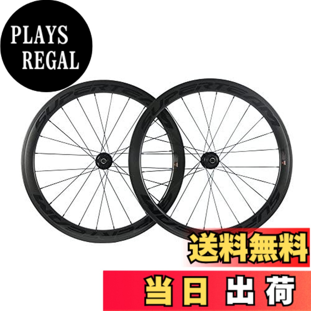 【送料無料】SUPERTEAM カーボンファイバーロードディスクブレーキホイールセット50mmクリンチャーホイール25mm 色：ブラック、サイズ：Thru-Axle Type Front 12*100mm Rear 12*142mm｜PLAYS REGAL