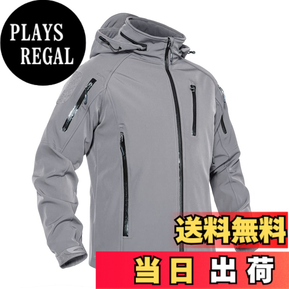 【貨物輸送無料】[KEFITEVD] アウトドア 上衣 メンズ 裏起毛 山岳パーカー 防寒 防風 上衣 撥水 ソフトシェルジャケット タクティカル 自動自転車 アウター ボンネット付き添い人 無地 色：ともし火薄墨色、大きさ：3XL
