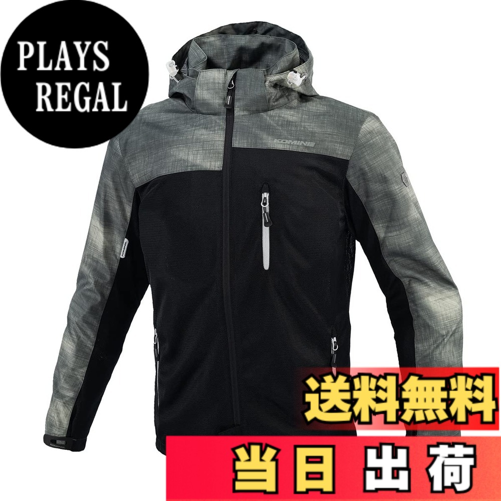 【送料無料】[コミネ] バイク用 プロテクトメッシュパーカ-テン JK-114 JK-1143 1096 春夏秋向け プロテクター CE規格レベル2 メッシュ素材 色：Smoke Black、サイズ：2XL｜PLAYS REGAL