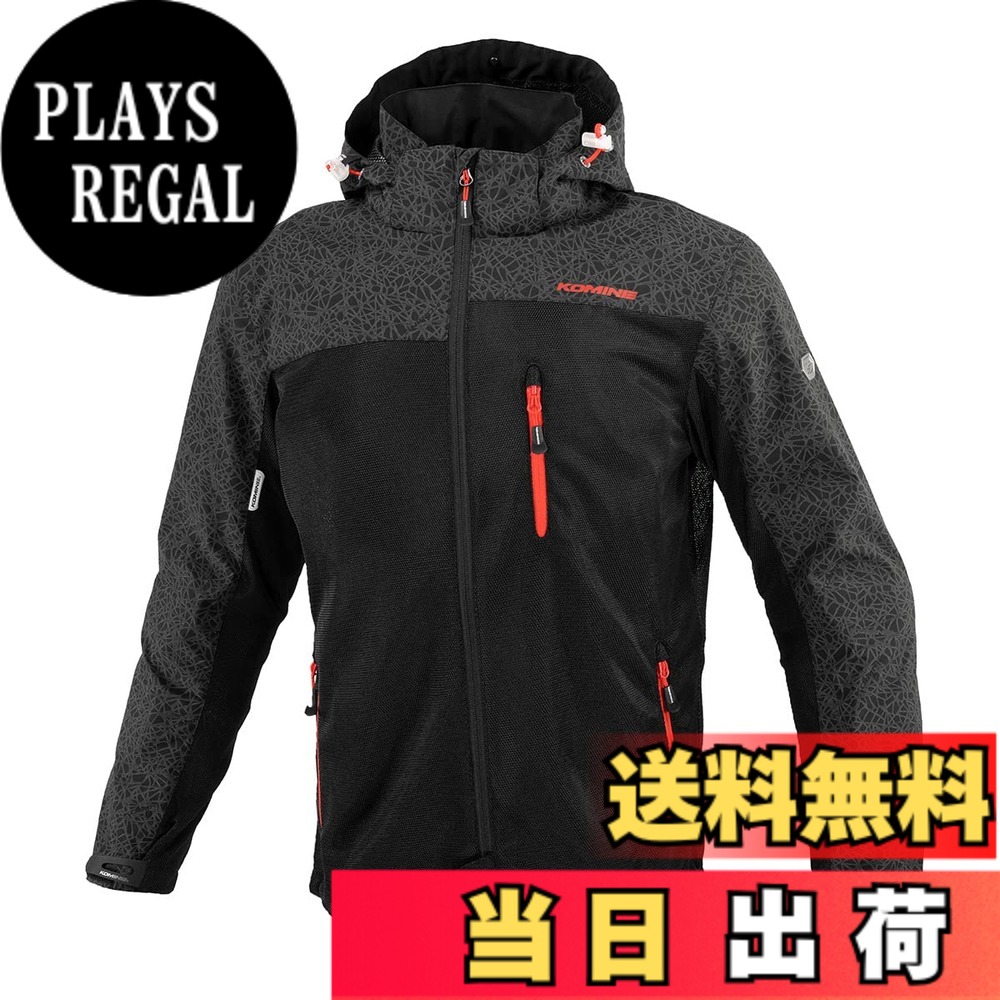 【送料無料】[コミネ] バイク用 プロテクトメッシュパーカ-テン JK-114 JK-1143 1096 春夏秋向け プロテクター CE規格レベル2 メッシュ素材 色：HR Black、サイズ：WXL｜PLAYS REGAL