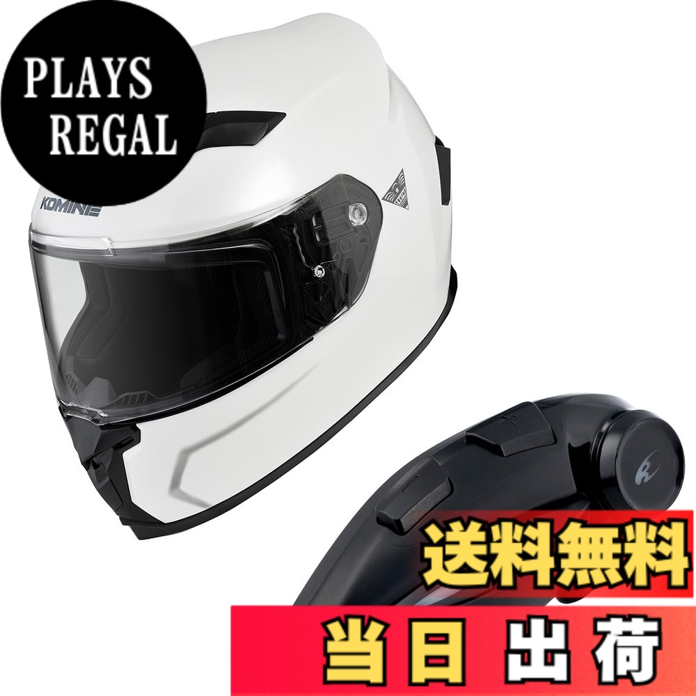 【貨物輸送無料】コミネ(KOMINE) 自動二輪車用 フルフェイスヘルメット 色：Pearl White、大きさ：M