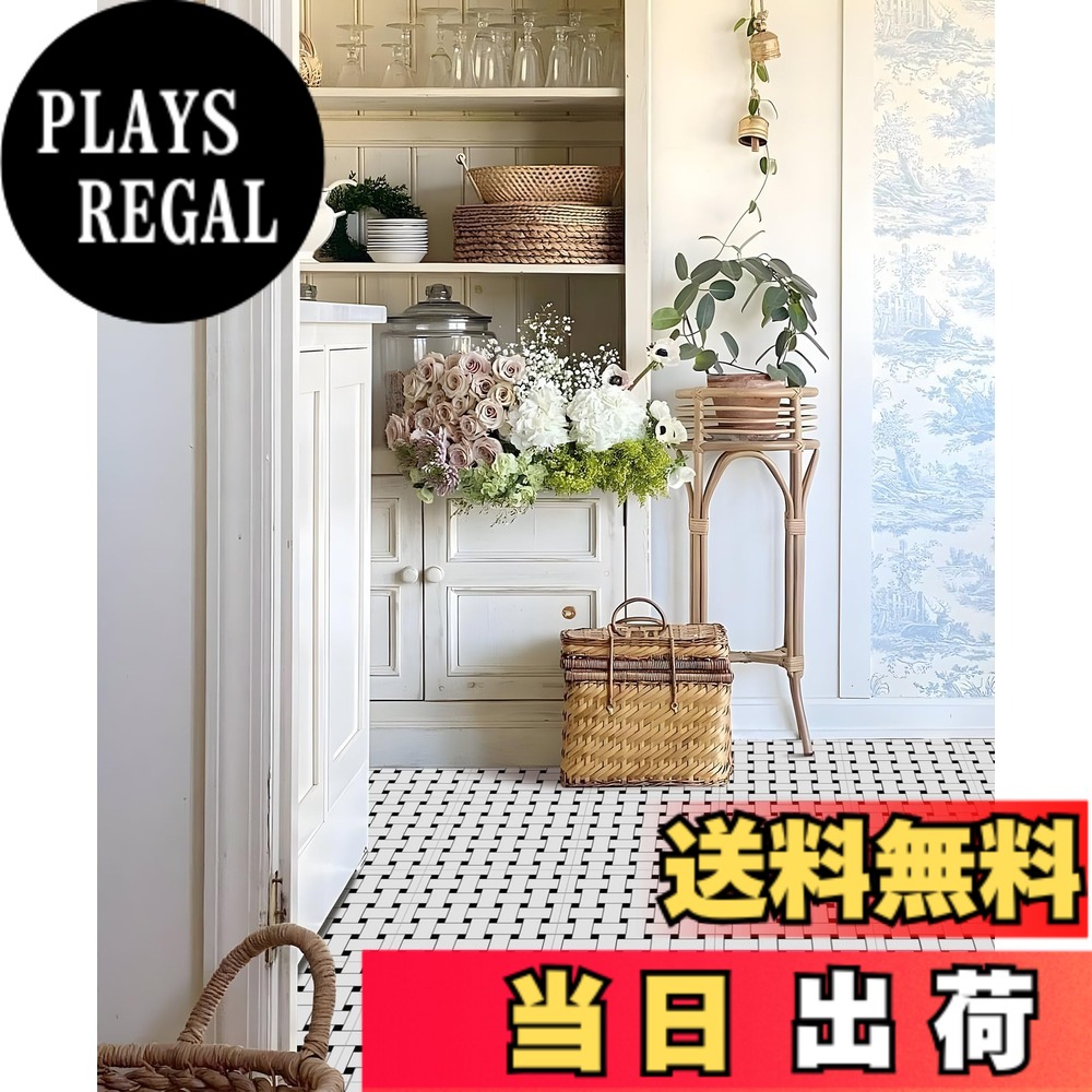 【送料無料】MORCART フロアタイル 置くだけ フロアシート 貼るだけ 接着剤不要 床 シート DIY トイレ 浴室 玄関 キッチン 床 リメイクシート 大理石 フローリングシート 防水 滑り防止 剥がせる 賃貸OK 色:クラシック編み格子、サイズ:30*30cm 54枚 / 約3畳分|PLAYS REGAL