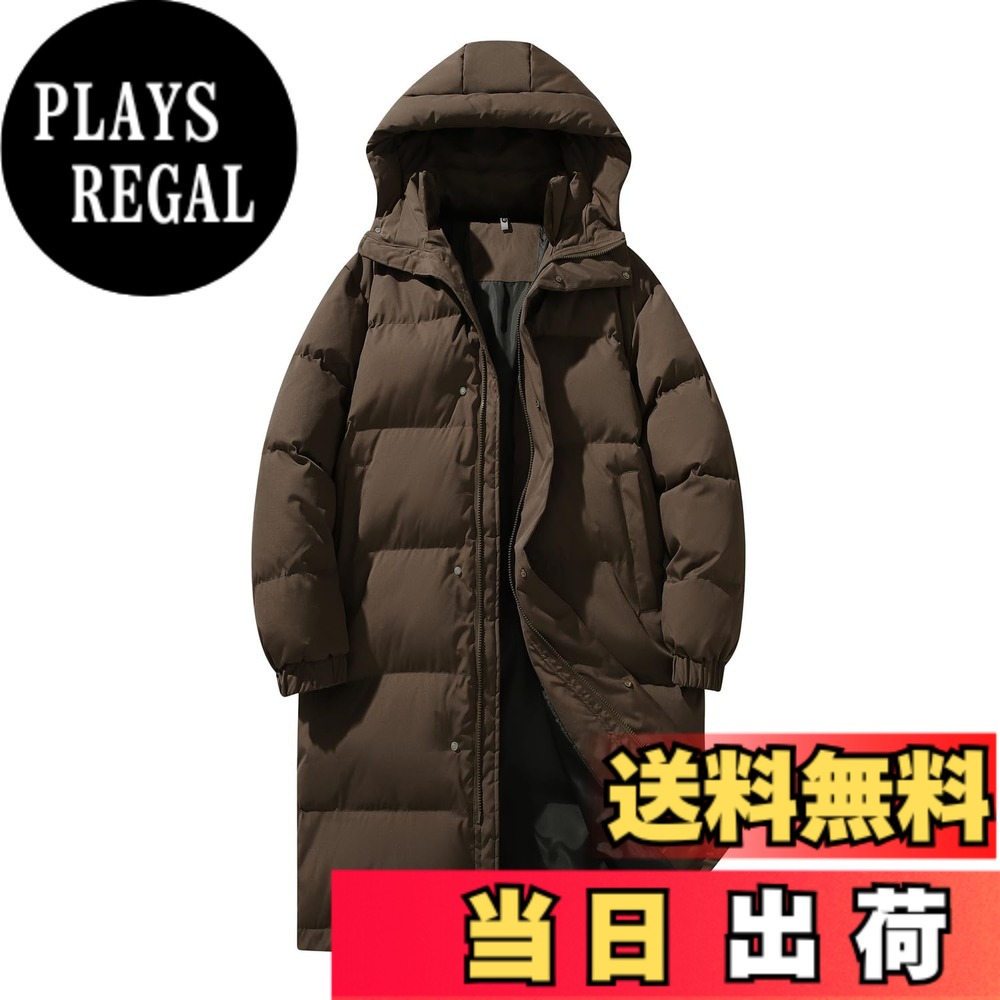 【貨物輸送無料】[Candy Kiosk] メンズ 冬服 厚地の外套ロング 中綿 朦々たる 男女兼用 アウトドア 上衣 おおきい大きさ 厚地の外套 生あたたかい 無地 防寒 防風 ゆったり 心地好い 上衣 落ち込む上衣 色：1-4珈琲、大きさ：L