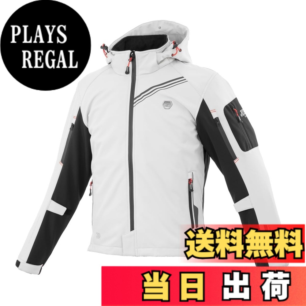 【送料無料】[コミネ] バイク用 プロテクトソフトシェルウィンターパーカ-イフ JK-579 JK-5791 JK-5792 JK-5793 秋冬春向け 防寒 CE規格レベル2 CE規格 ストレッチ素材 防風 プロテクター 色：Light Grey Black、サイズ：L｜PLAYS REGAL