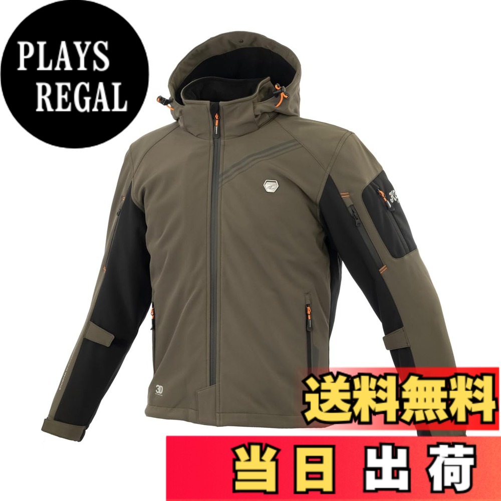 【送料無料】[コミネ] バイク用 プロテクトソフトシェルウィンターパーカ-イフ JK-579 JK-5791 JK-5792 JK-5793 秋冬春向け 防寒 CE規格レベル2 CE規格 ストレッチ素材 防風 プロテクター 色：オリーブ、サイズ：M｜PLAYS REGAL