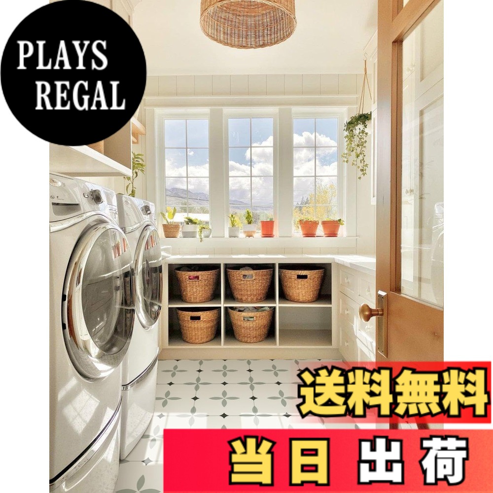 【送料無料】MORCART フロアタイル 置くだけ フロアシート 貼るだけ 接着剤不要 床 シート DIY トイレ 浴室 玄関 キッチン 床 リメイクシート 大理石 フローリングシート 防水 滑り防止 剥がせる 賃貸OK 色:くすみグリーンブロッサム、サイズ:30*30cm 54枚 / 約3畳分|PLAYS REGAL