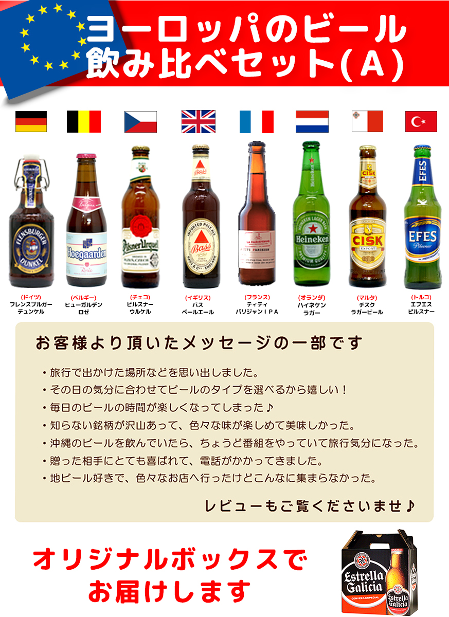 ヨーロッパのビール飲みくらべ欧州８か国 ８本詰め合わせ ａ 当品は輸入状況や在庫状況により一部変更となる場合がございます トルコのビールが輸入中止により オーストリアのエッゲンベルガーに変更中 Ocruyo オクルヨ