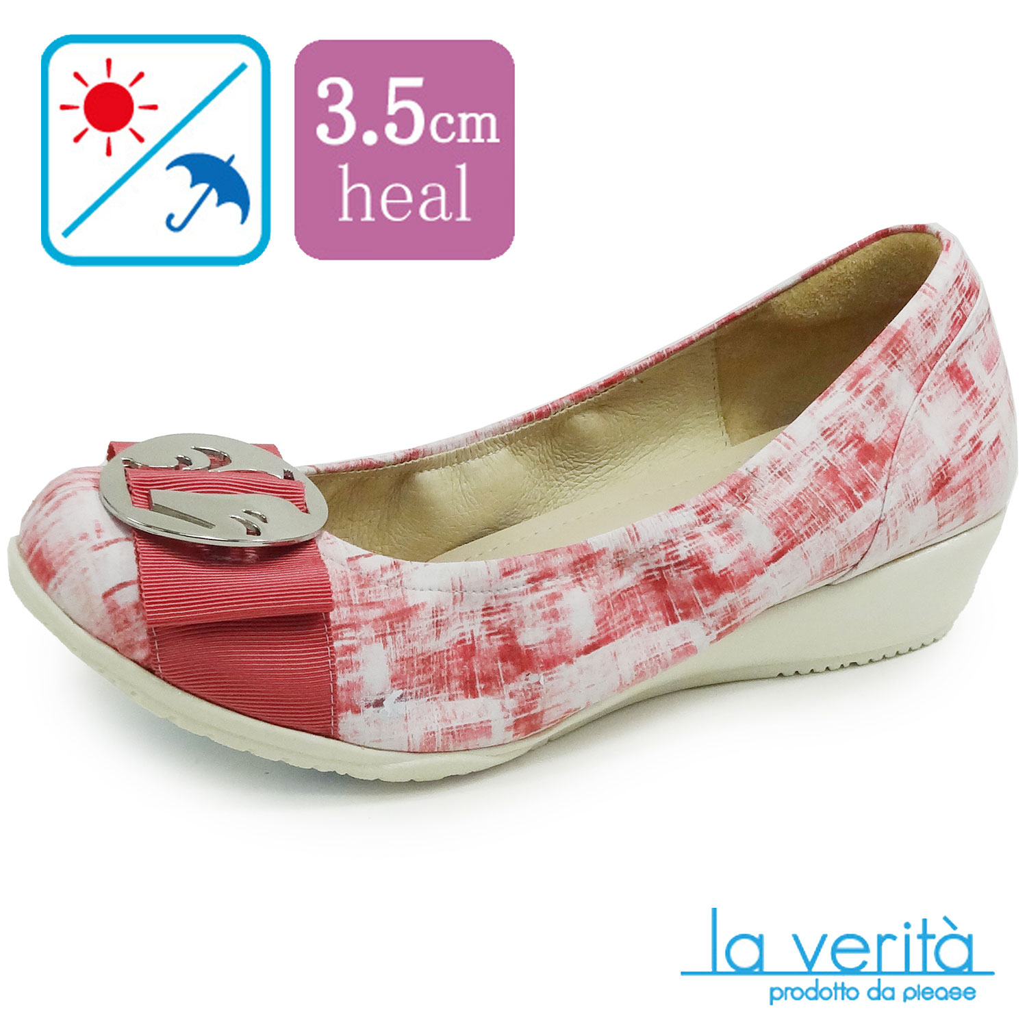 ラベリータ （アマルフィ・ Amalfi ）no.2194 ／レッド・マーブル／丸バックル／3.5cmヒール／Laverita｜プリーズ-アーチ
