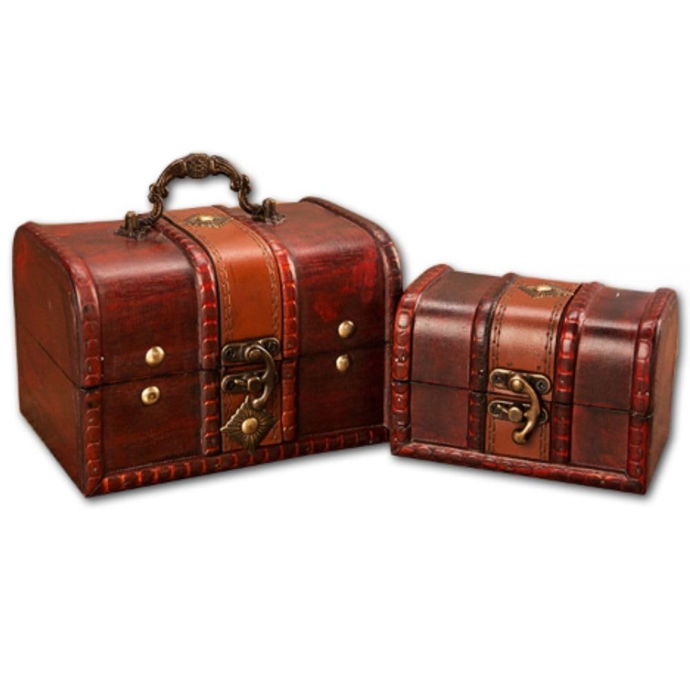 新品トランク風トレジャーBOX アンティークBOX 小物入れ7点セット