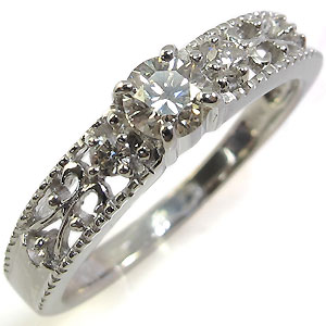 ダイヤモンド・アンティーク・エンゲージリング・K18WG婚約指輪｜PLEJOUR 誕生石ジュエリー専門店 108,075円