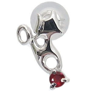 プラチナ ピアス ルビー 一粒 ネコ 片耳 18,396円