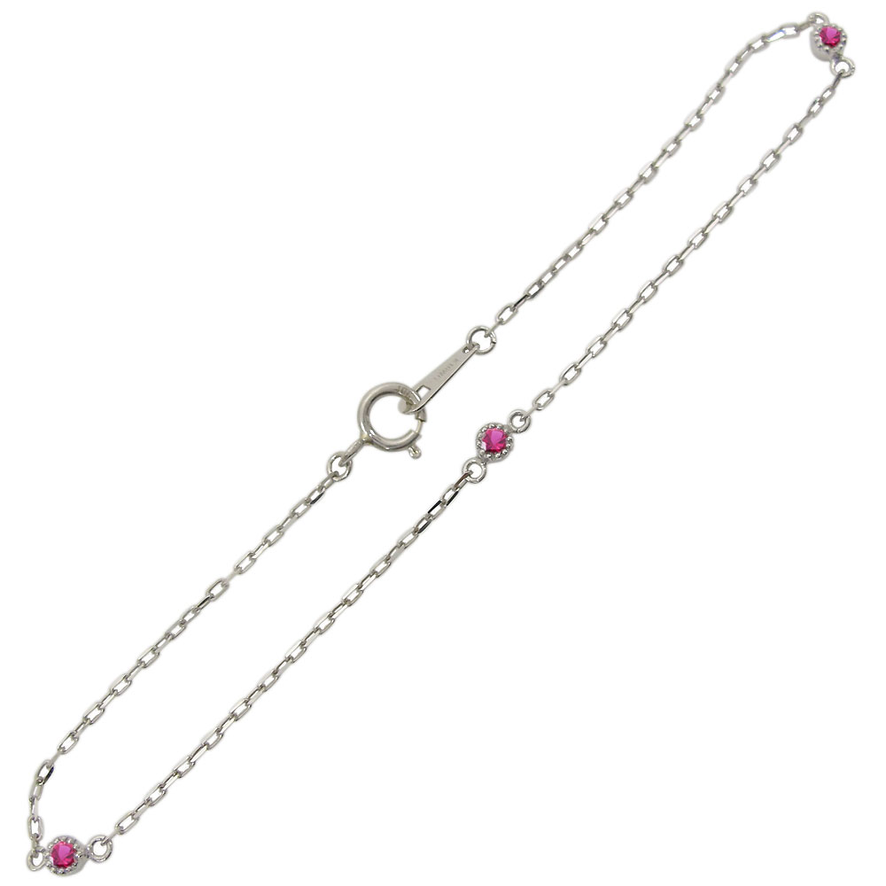 プラチナ ルビー ブレスレット シンプル ブレスレット