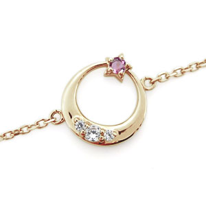 ピンクトルマリン・ブレスレット・月・星・スター・ムーン・18金｜PLEJOUR 誕生石ジュエリー専門店